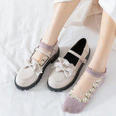 Women's Thin Spun Glass Lace Crystal Boat Socks - Himpall